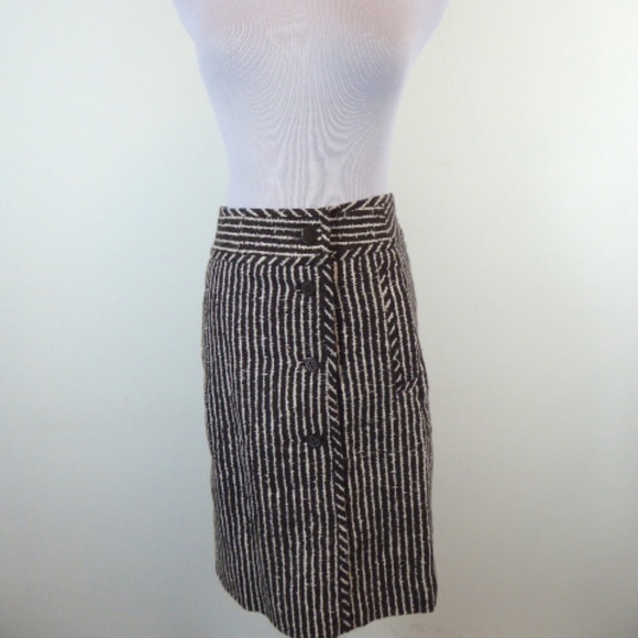 TORY BURCH BROWN WRAP COTTON STRAIGHT SKIRT 8